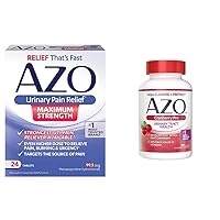 AZO Urinary Pain Relief Maximum Strength (24 Count) Fast Relief of UTI Pain, Burning & Urgency + Cranberry Pro Softgels for Urinary Tract Health (100 Count)
