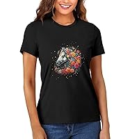 Womens Tee Shirt Tops Short Sleeve Casual Graphic Tees for Lounge Wear