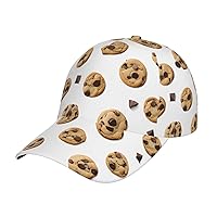 (Cookies Food Chocolate Chip Biscuits) Watercolor Floral Print Baseball Cap, Fashion Accessory