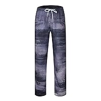 Jogger Pants for Men Fashion Casual Pants Warm Elastic Straight Leg Pants Waist Drawstring Printed Girls Foot (Navy, L)