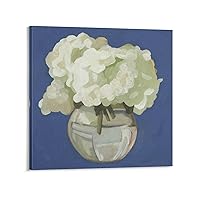 ESyem Posters Bathroom Wall Decor Art White Hydrangea Poster Minimalist Art Poster Canvas Painting Posters And Prints Wall Art Pictures for Living Room Bedroom Decor 12x12inch(30x30cm) Frame-style