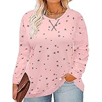 CARCOS Plus Size Tops for Women Color Block Flower/Striped/Camo Crew Neck Long Sleeve Tee Shirt