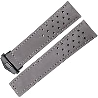 Genuine Leather Watchband for TAG Heuer Watch Strap Folding Buckle 20mm 22mm Cow Leather WatchBands (Color : Grey-Black, Size : 20mm)