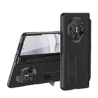 Compatible Luxury Hinged Case Compatible with Huawei Mate X3 Case,Leather Folio Flip Case Drop Shockproof Hard Full-Body Protective Cover with Screen Protector+Kickstand Slim Case ( Color : Black )