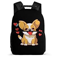 Cute Corgi Love 16 Inch Backpack Laptop Backpack Shoulder Bag Daypack with Adjustable Strap for Casual Travel