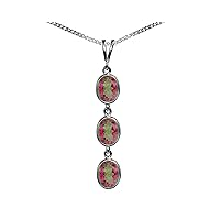 Beautiful Jewellery Company BJC® 9ct White Gold Natural Mystic Topaz Triple Drop Oval Gemstone Pendant 4.50ct & 9ct White Gold Curb Necklace Chain
