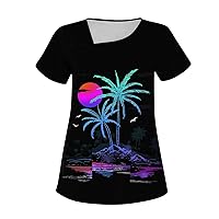 Summer Tops for Women 2024 Hawaii Plus Size Cute Work Tees Womens Casual Blouses Short Sleeve Graphic T Shirt Loose