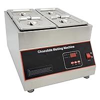 Chocolate Melting Machine, Stainless Steel Commercial Electric Chocolate Melter, Thermal Insulation Heating Machine, for Chocolate Cheese Soup,4 Pots