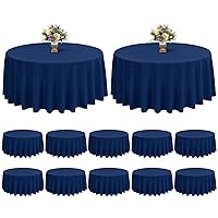 12 Pack Navy Blue Round Tablecloths 90 Inch - Circle Bulk Linen Polyester Fabric Washable Table Clothes Cover for Wedding Reception Banquet Birthday Party Buffet Restaurant