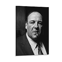 Tony Soprano Poster Smoking A Cigar Black And White Posters Canvas Prints Poster Decorative Painting Canvas Wall Art Living Room Posters Bedroom Painting 08x12inch(20x30cm)
