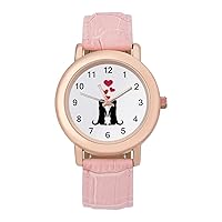 Meerkats in Love Women's PU Leather Strap Watch Fashion Wristwatches Dress Watch for Home Work