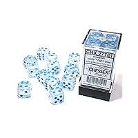 Chessex Borealis 16mm d6 Icicle/Light Blue Luminary Dice Block (12 dice) (27781)