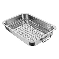 BESTOYARD 1 Set Stainless Steel Bakeware Non Stick Roasting Pan Cake Tray Nonstick Cooling Rack Baking Tray for Oven Nonstick Bakeware Baking Tray Grill Pan Cake Kit Rectangle Aluminum Cake