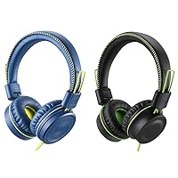 Bundle M1&M2 Kids Headphones Wired Headphone for Kids,Foldable Adjustable Stereo Tangle-Free,3.5MM Jack Wire Cord On-Ear Headphone for Children