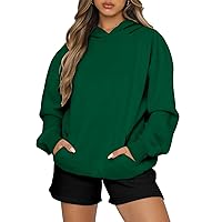 onlypuff Women Sweatshirt Casual Pullover Long Sleeve Hoodies Kangaroo Pocket Drop Shoulder Sweater