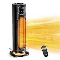 Space Heater Large Room,1500W Portable Electric Heater for Indoor Use with Thermostat, Digital Display, 12H Timer, Eco Mode, Remote Control, Overheat Protection, 24 Inch for Office Bedroom Home