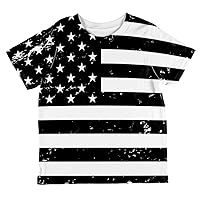 4th of July Black and White American Flag All Over Toddler T Shirt
