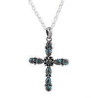 NOVICA Handmade .925 Sterling Silver Pendant Necklace 925 Composite Turquoise Cross Reconstituted India Birthstone Christian Religious 'Vibrant Cross'