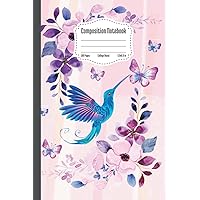 Notebook journal for women flowers art and beautiful hummingbird ideal for College or gift with romantic theme: Beautiful notebook with pastel tones ... a romantic look ideal as a gift for women.