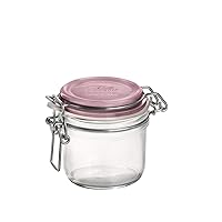 Bormioli Rocco - 141360MRG121313 Bormioli Rocco Fido Jar with Pink Top, Set of 12, 6.75 oz, Clear