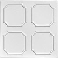 A La Maison Ceilings R01 Bostonian Foam Glue-up Ceiling Tile (21.6 sq. ft./Case), Pack of 8, Plain White