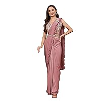 Indian Fancy Pre Pleated One Minute Ruffled Saree Ready To Wear Sari 6063
