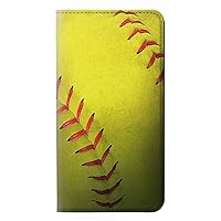RW3031 Yellow Softball Ball PU Leather Flip Case Cover for Samsung Galaxy S23 Ultra