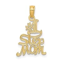 14k Gold Number 1 Step Mom High Polish and Engraved Charm Pendant Necklace Measures 18.8x12.25mm Wide Jewelry for Women