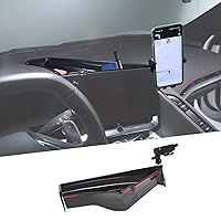 Center Console Multi-Mount Phone Holder Storage Box Compatible with Chevrolet Corvette C8 2020-2024, Navigation Screen Rear Storage Tray Organizer, Telescopic Arm Holder - Style D1