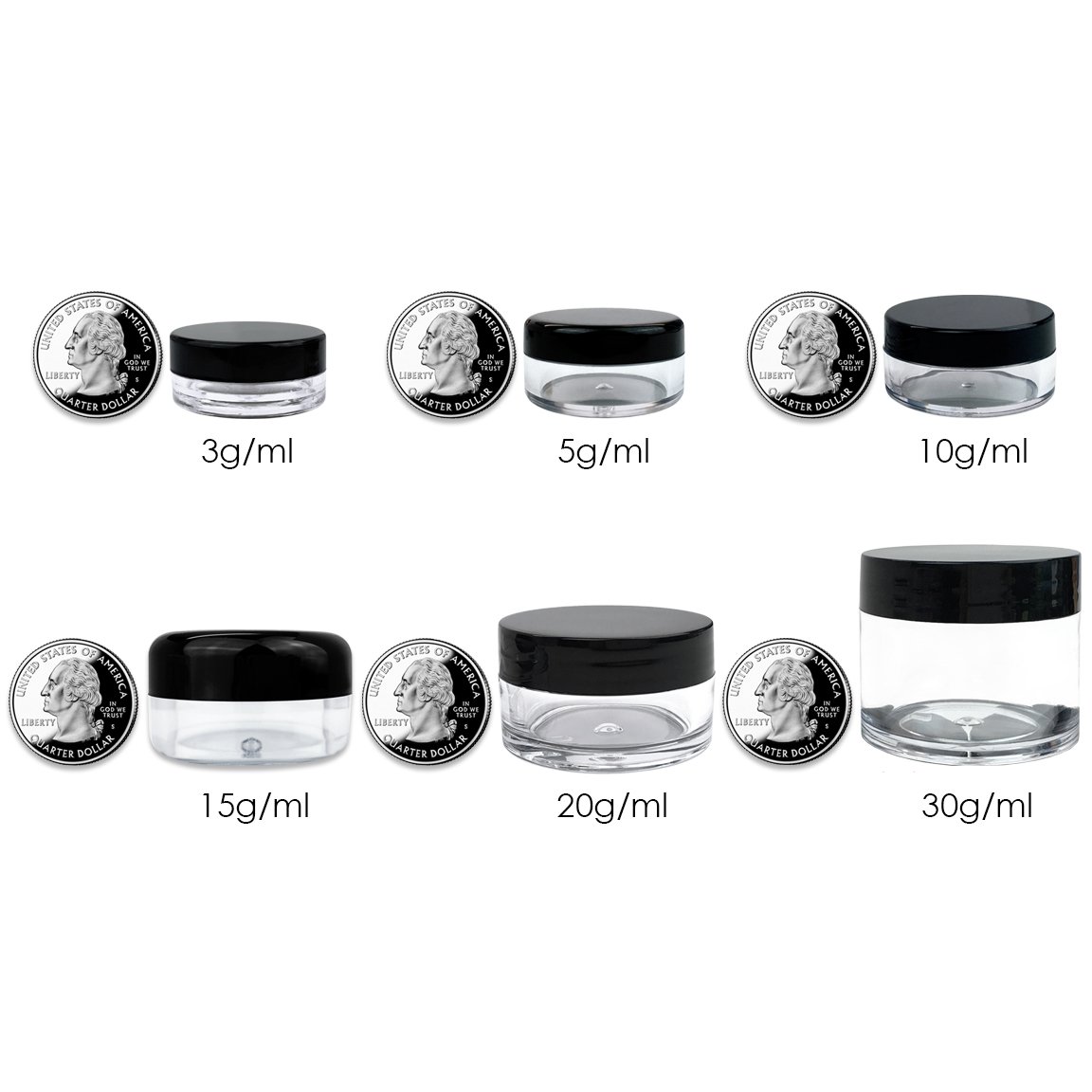 (Quantity: 100 Pieces) Beauticom 5G/5ML Round Clear Jars with White Lids for Acrylic Powder, Rhinestones, Charms and Other Nail Accessories