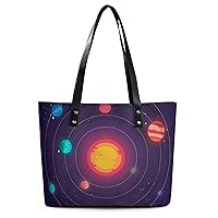 Womens Handbag Galaxy Star Space Leather Tote Bag Top Handle Satchel Bags For Lady