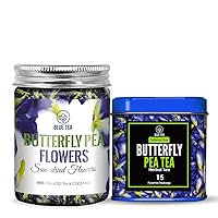 BLUE TEA - Combo - Butterfly Pea Flower Tea (30 Tea Bags) + Butterfly Pea Flower (15 Tea Bags) - Herbal Tea - Gluten Free - Eco-Conscious Packaging