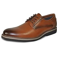 VANGELO Men Dress Shoe VALLO-1P and Vallo-1 Oxford Formal Tuxedo Prom Wedding Ortholite Insole Brown Medium and Wide Width