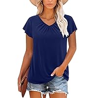 StunShow Womens T Shirts Ruffle Short Sleeve Tops Tunics Casual Summer Clothes 2024