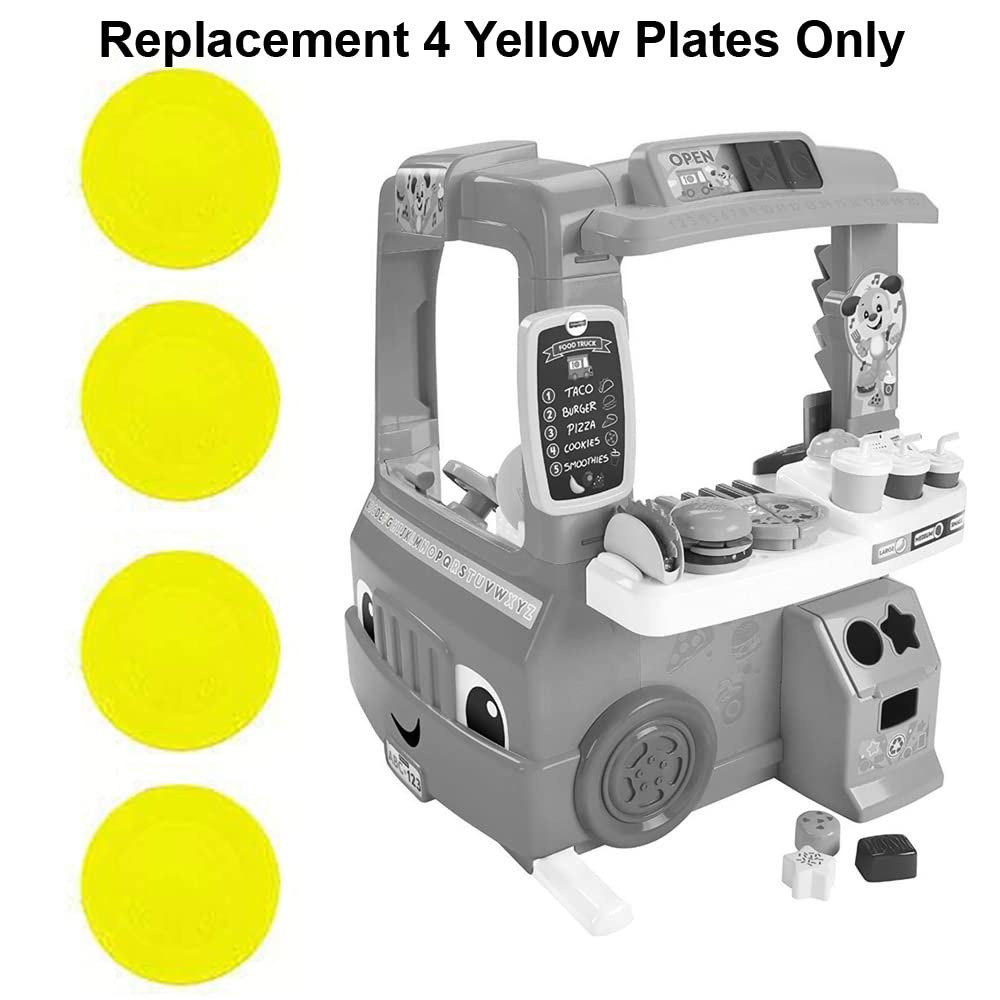 Replacement Parts for Fisher-Price Laugh & Learn Servin' Up Fun Food Truck - DYM74 ~ Package of Four Yellow Plates ~ Works with Other Kitchen Pretend Play Sets as Well!