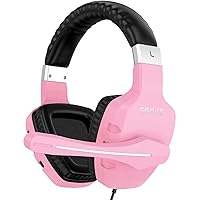 Gaming Headset with Microphone for PC, Over Ear 3.5mm PC Headphone with Lightweight Design Noise Cancelling Volume Control for Laptop, Tablet