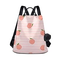 ALAZA Cute Pink Peach And Stripes Backpack with Keychain for Woman
