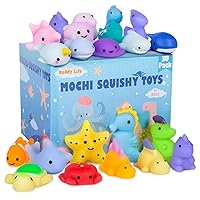 30 Pcs Mochi Toy, Kawaii Mini Squishies of Dinosaurs & Sea Animals, Stress Relief Mochi Toys for Kids, Birthday Gifts, Classroom Prizes, Easter Egg Fillers Goodie Bag Stuffers