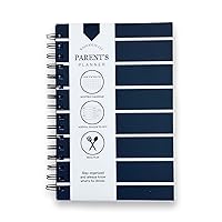 Parent's Planner by Kahootie Co- Weekly Meal Planner and To Do List Organizer to Help Busy Parents and Families Stay Organized, 8.5x5.5 Inches, Spiral Bound, Hard Cover, (Navy Stripes)