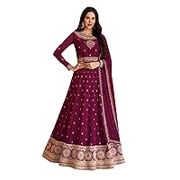 Indian Premium Silk Embroidery Party Wear Muslim Anarkali Gown Suit Fancy Eid Diwali Festival Women Trendy Dress 2977