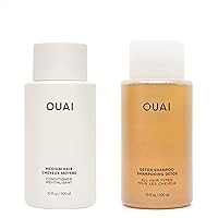 OUAI Medium Hair Clarifying Bundle - Includes Medium Hair Conditioner & Detox Shampoo - Strengthening Hair Care Set for Adding Shine & Removing Build Up (2 Count, 10 Oz/10 Oz)