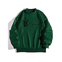 Sweatshirt for Women Slogan Graphic Thermal Lined Sweatshirt Sweatshirt for Women (Color : Dark Green, Size : X-Small)