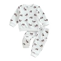 Ledy Champswiin 2pcs Winter Newborn Baby Boy Clothes Infant Dinosaur Print Outfit Ribbed Long Sleeve Tops Pants Set