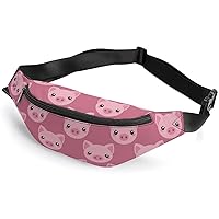 Pig Face Crossbody Fanny Pack Waist Bag Waterproof for Workout Traveling Running