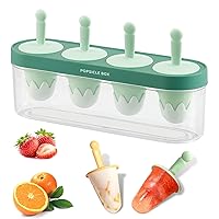 Silicone Popsicle Molds, Ice Pop Molds, Easy Release, Storage Container for Homemade Food, Kids Ice Cream DIY Pop Molds - BPA Free (Green)