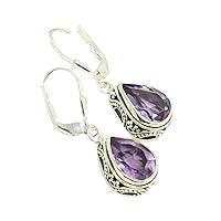 Purple Amethyst Elegant Beautiful 925 Sterling Silver Birthstone Jewelry Fabulous Dangle Earring