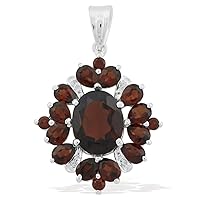 Carillon Red Garnet Natural Gemstone Round Shape Pendant 925 Sterling Silver Engagement Jewelry