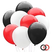 Red Black White Balloons - 100pcs 12inch Thicker Party Balloons for Birthday 2024 Graduation Casino Party Red and Black Themed Party Decorations Supplies