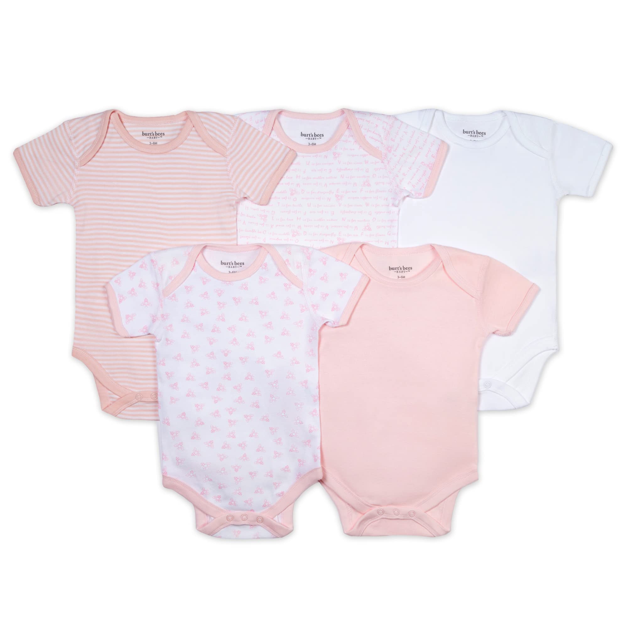 Burt’s Bees Baby Unisex Baby Bodysuits, 5-Pack Short & Long Sleeve One-Pieces, 100% Organic Cotton