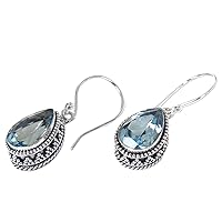 NOVICA Artisan Handmade Blue Topaz Dangle Earrings .925 Sterling Silver Indonesia Placid Serenity Birthstone 'Sparkling Dew'